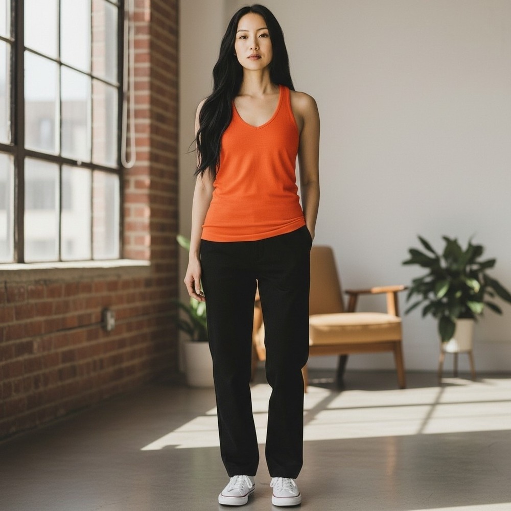 Vixen‎ Racerback Tank Top Orange Med M 95% Cotton Spandex Y2K Style Basic